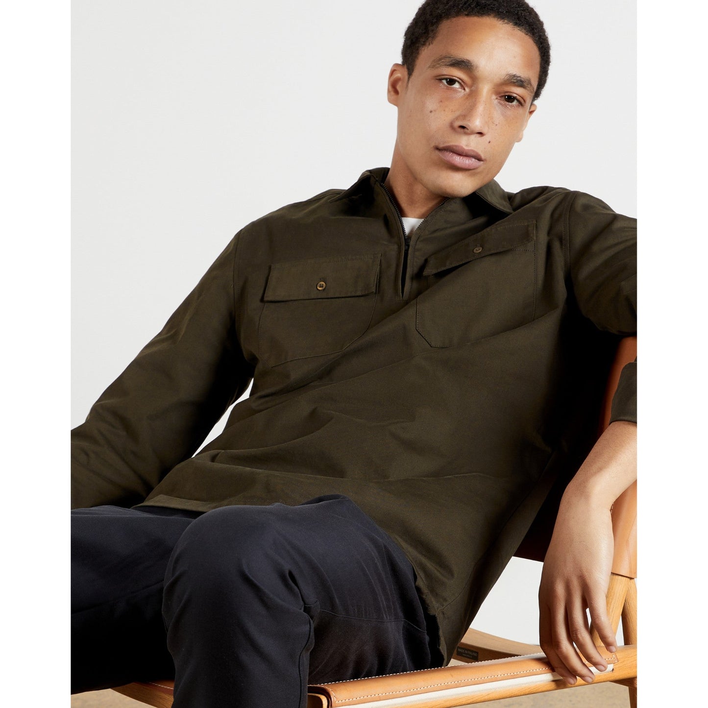 Men Brist-Mib Ls Zip Overhead Shirt - Khaki