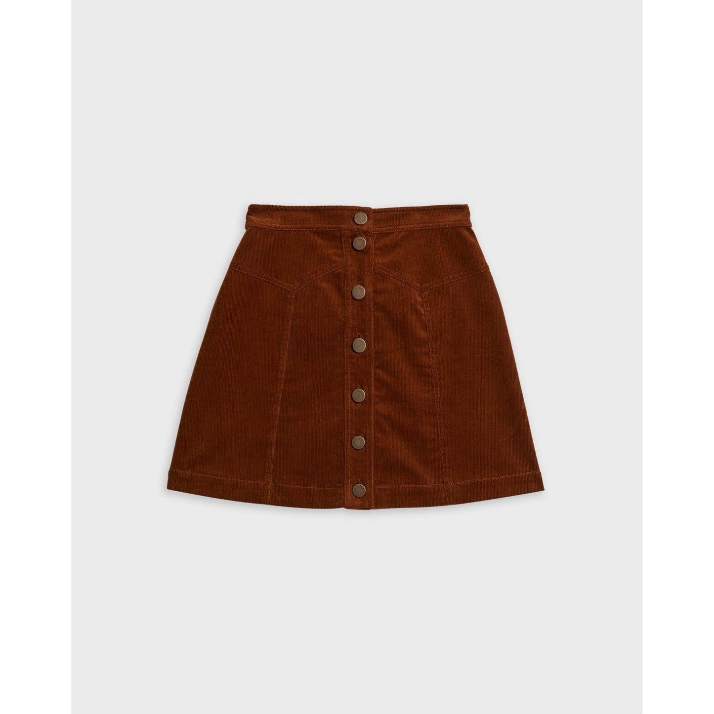 Women Glowiie-Button Through Mini Skirt - Brown