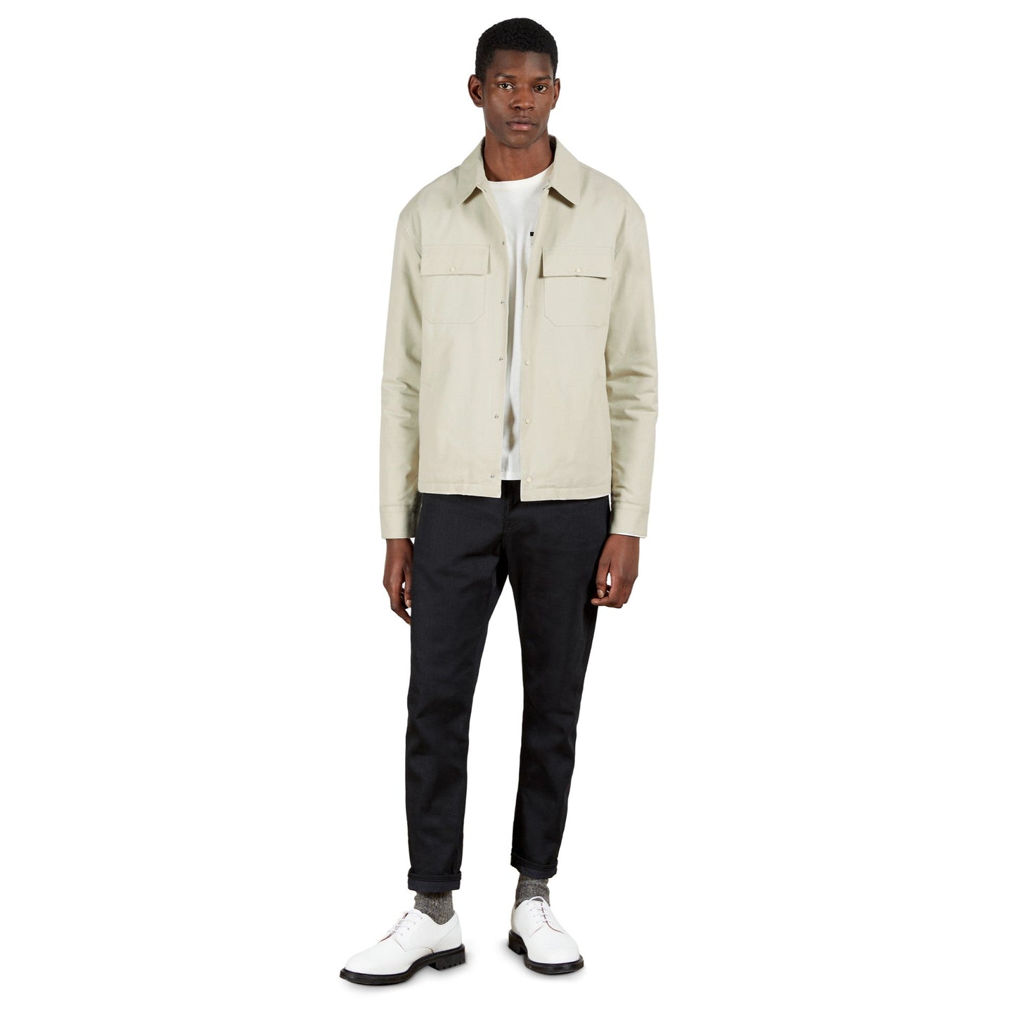 Men Claphom-Mib Ls Snap Overshirt - Stone