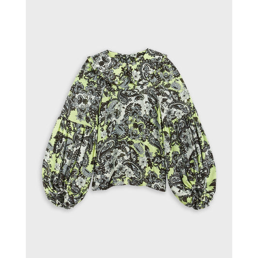 Women Paislo-Paisley Volume Sleeve Shirt - Light-Yellow