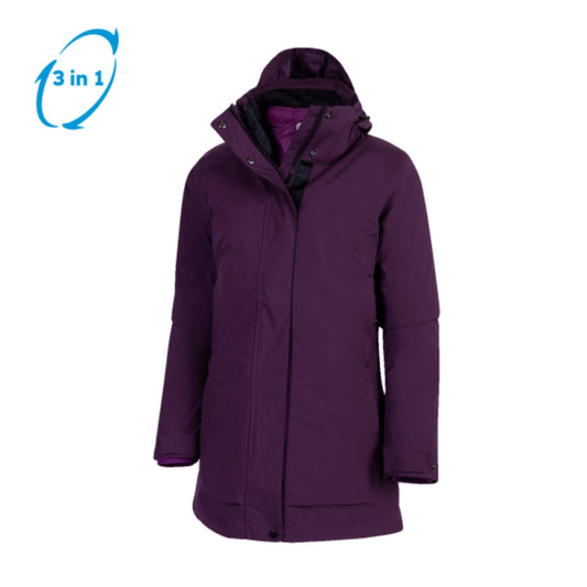 Women Crown Point Down Interchange Jacket - Black Cherry Wild Iris