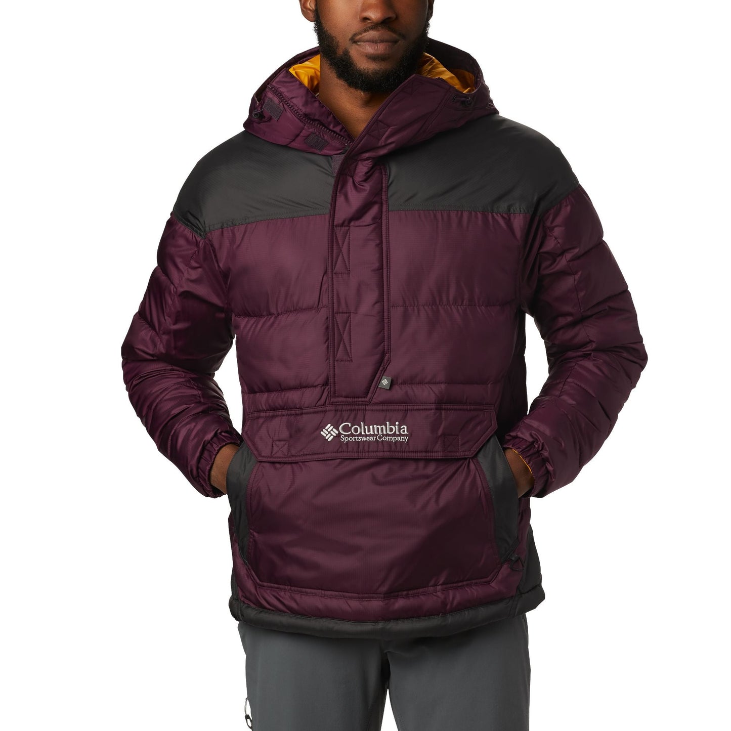 Men Columbia Lodge Pullover Jacket - Black Cherry Shark