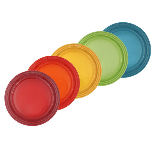 Set of 5 Tokyo 23cm Round Plate - Cerise/flame/dijon/kiwi/caribbean