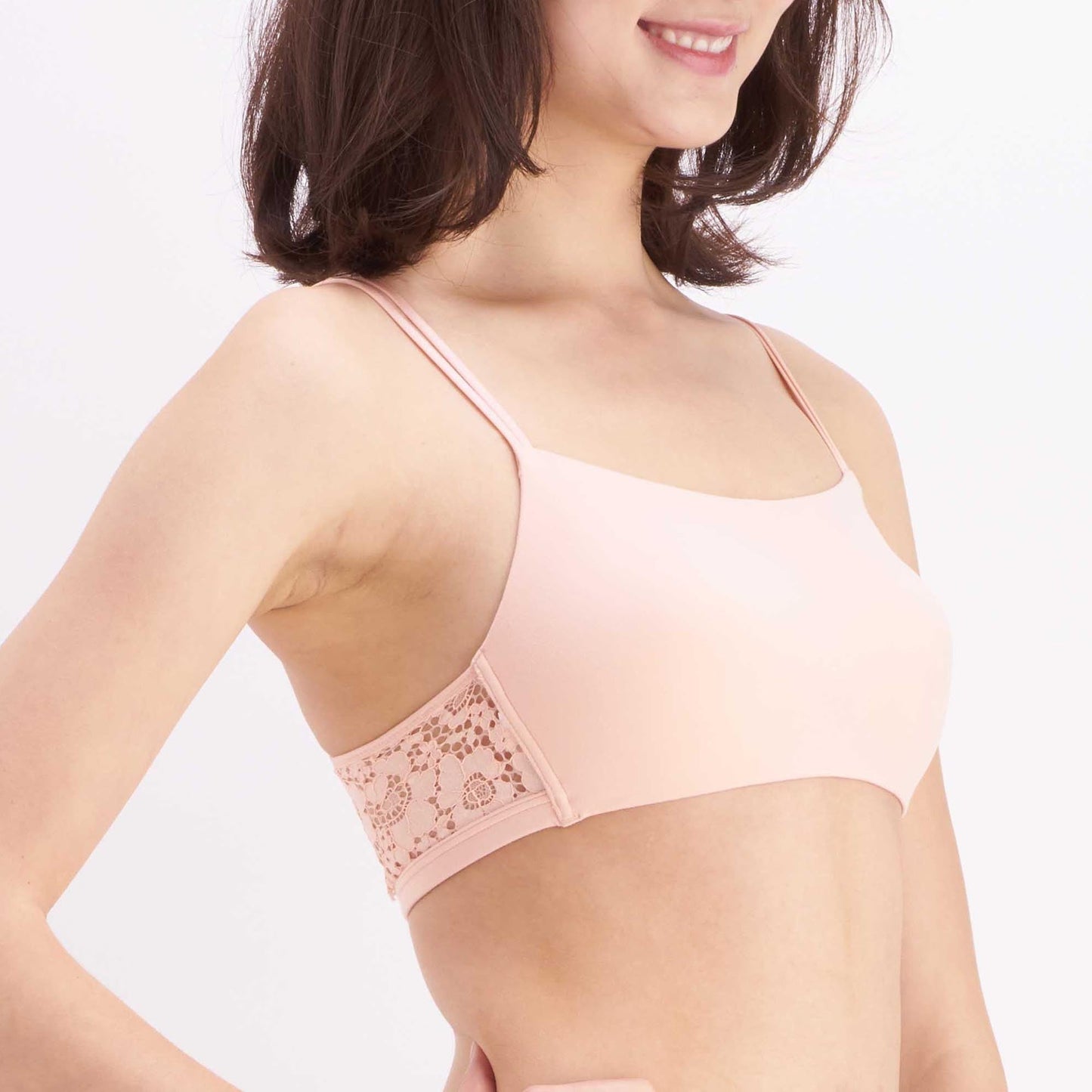 Lacy Cross Back Bralette - Blush