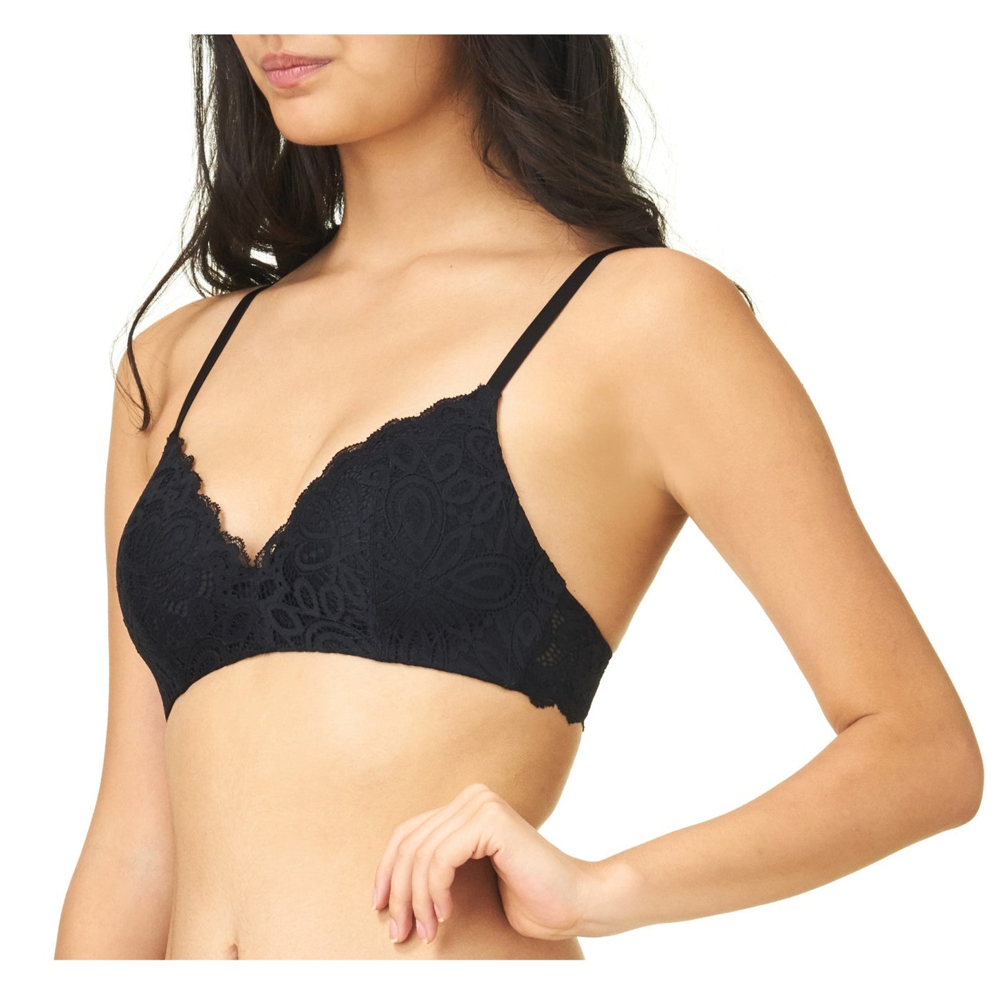 Mibra Non Wire Lacy Bra - Black