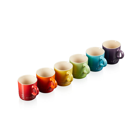 Set of 6 London 100ml Espresso Mug Set  - Cerise/Volcanic/Dijon Yellow/Kiwi/Caribbean/Cassis