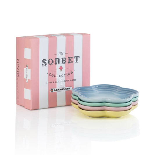 Set of 4 Sorbet Small Flower Plate - Coastal Blue/Elysees Yellow/Cool Mint/Chiffon Pink