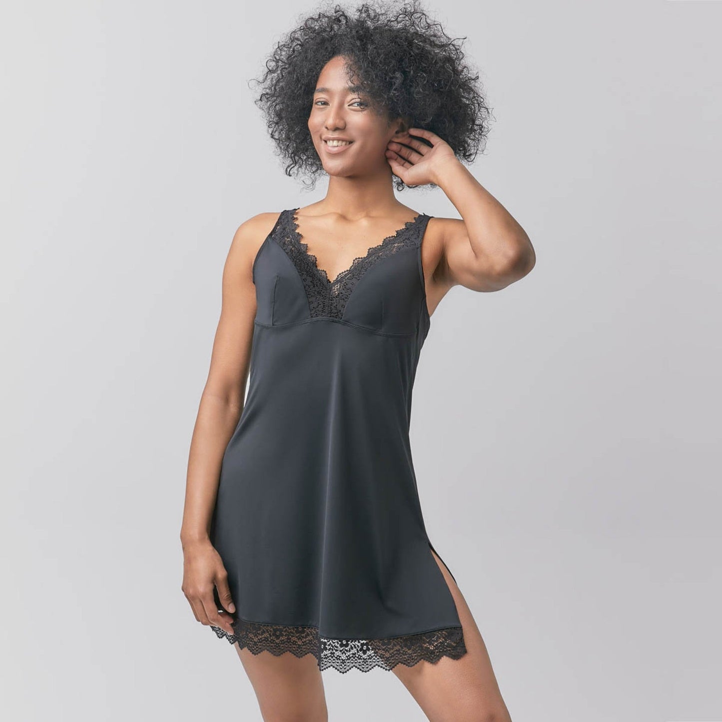 Lacy Lingerie Dress - Black