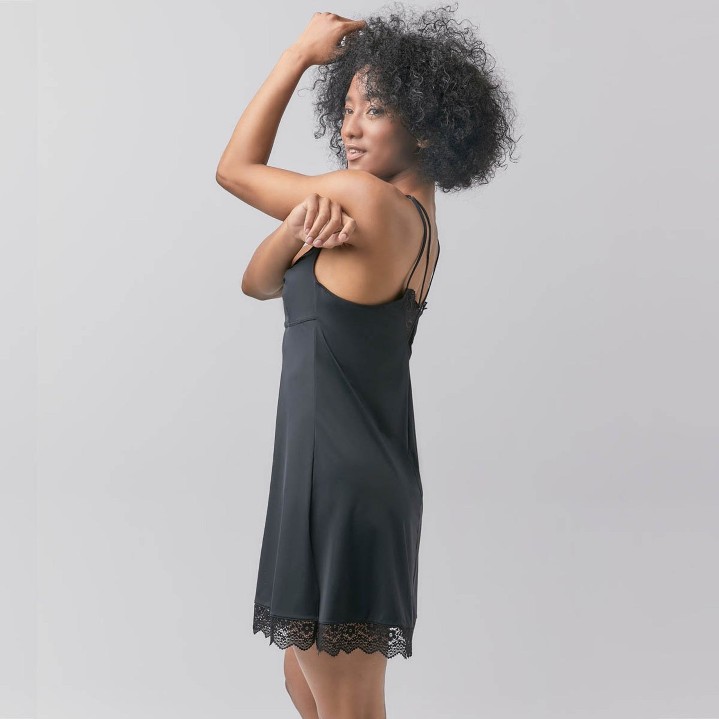Lacy Lingerie Dress - Black