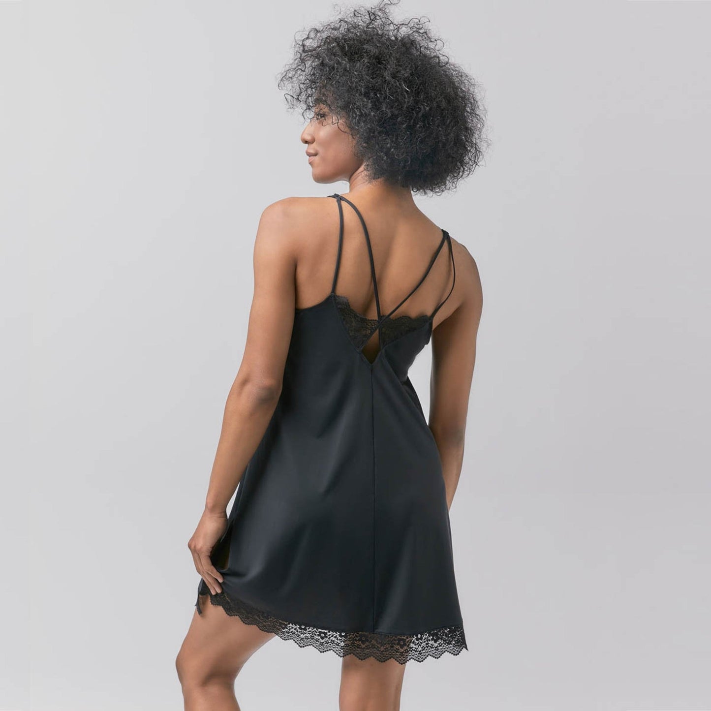 Lacy Lingerie Dress - Black
