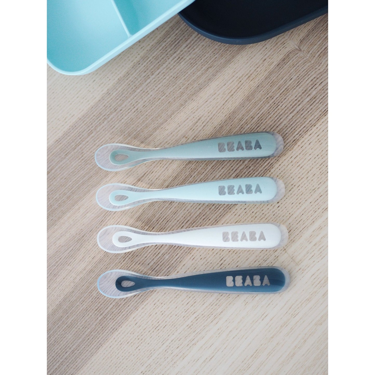 Set of 4 Ergonomic 1st Stage Silicone Spoons Rainbow