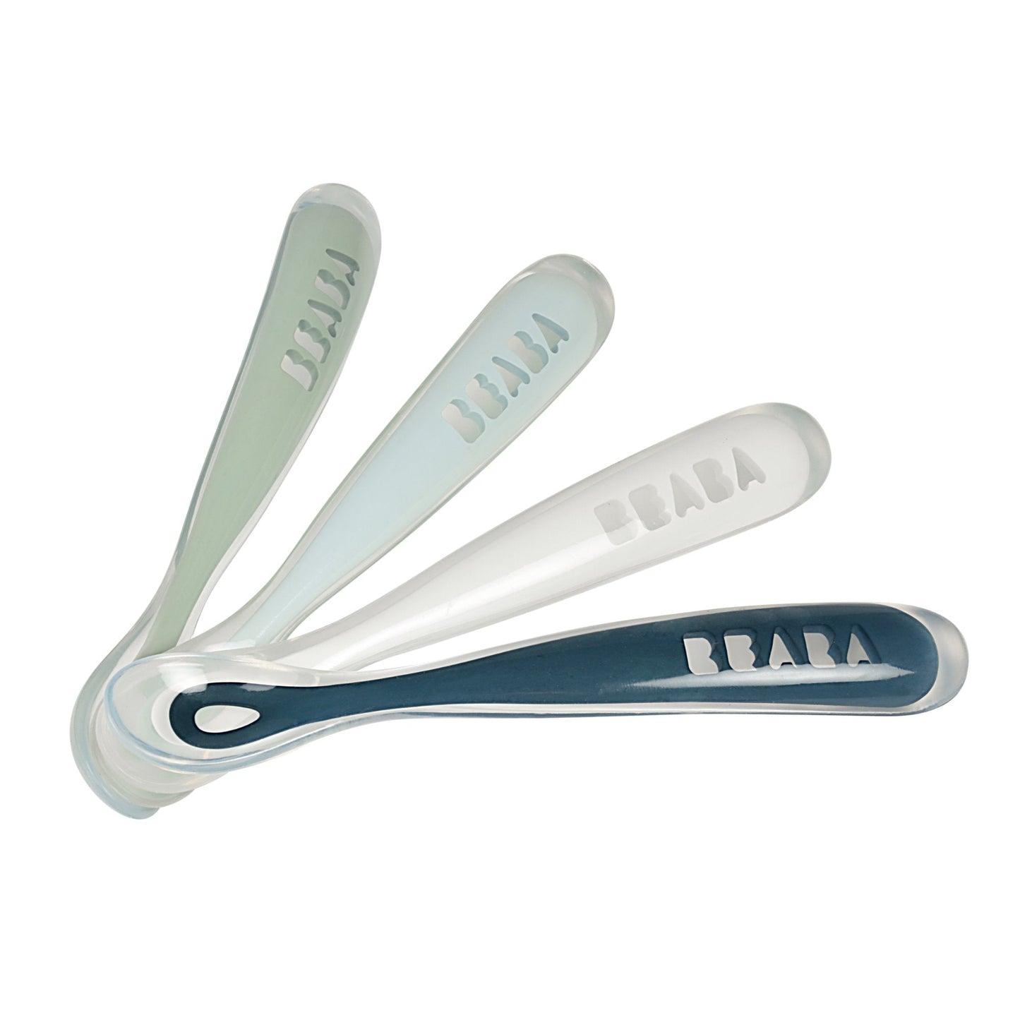 Set of 4 Ergonomic 1st Stage Silicone Spoons Rainbow