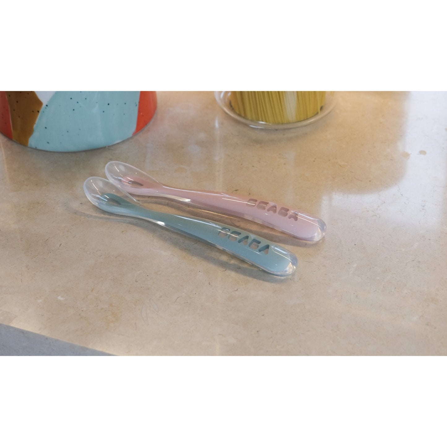 Ergonomic 1st Stage Silicone Spoon - Old Pink