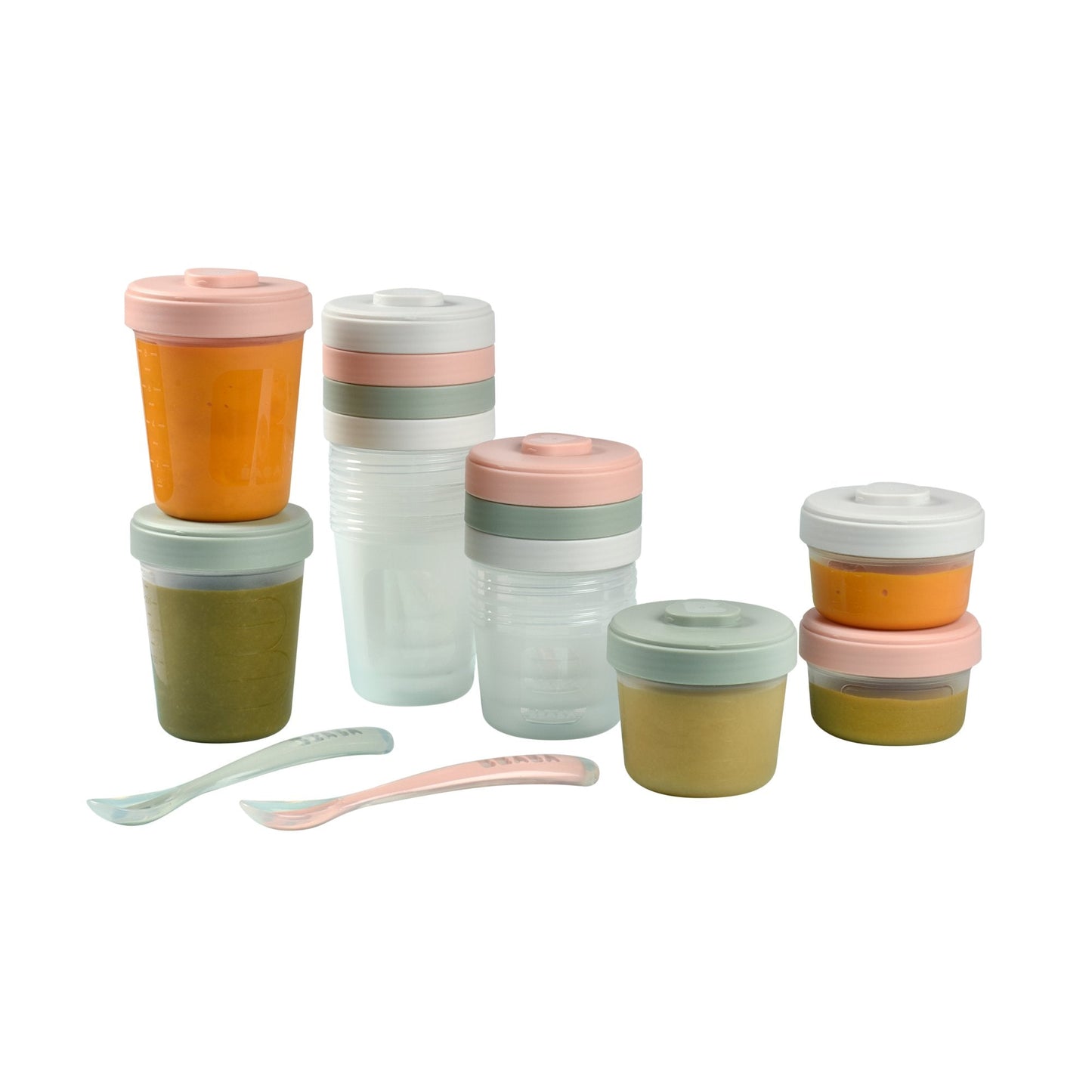 專家包膳食和食品儲存ÿ桉樹？
 12 個夾子部分 + 2 x 第一級矽膠勺