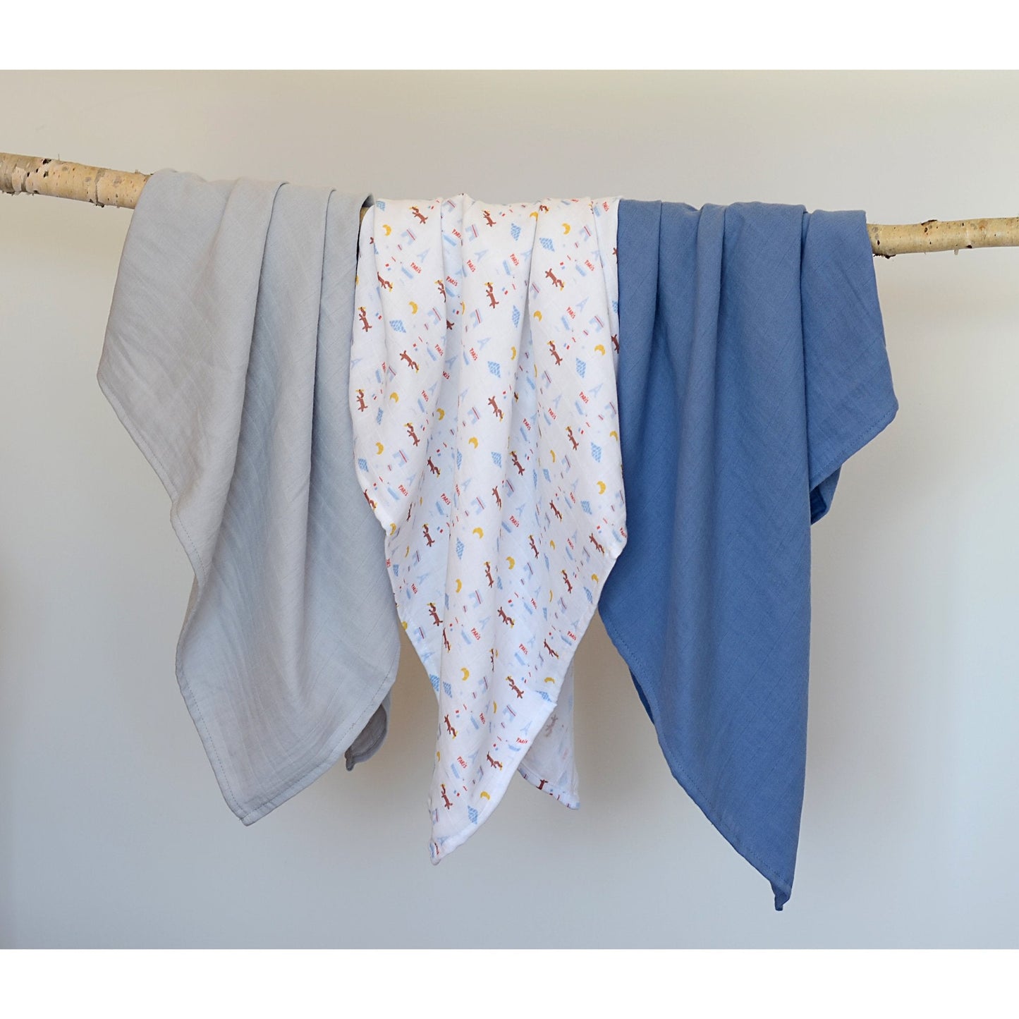 Pack of 3pcs Organic Muslin Swaddle - Paris - 70 x 70cm