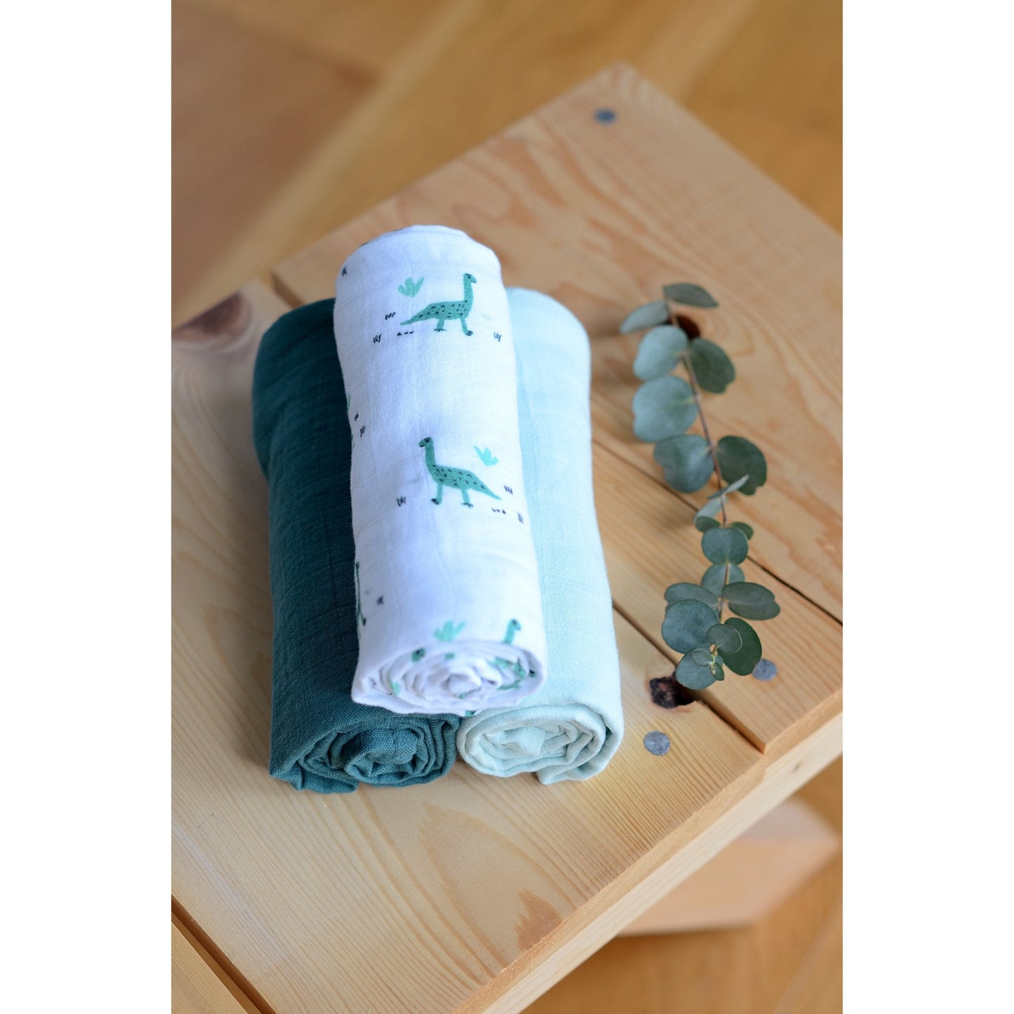 Pack of 3pcs Organic Muslin Swaddle - Jurassic - 70 x 70cm