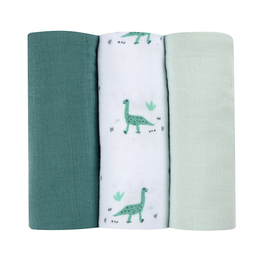 Pack of 3pcs Organic Muslin Swaddle - Jurassic - 70 x 70cm