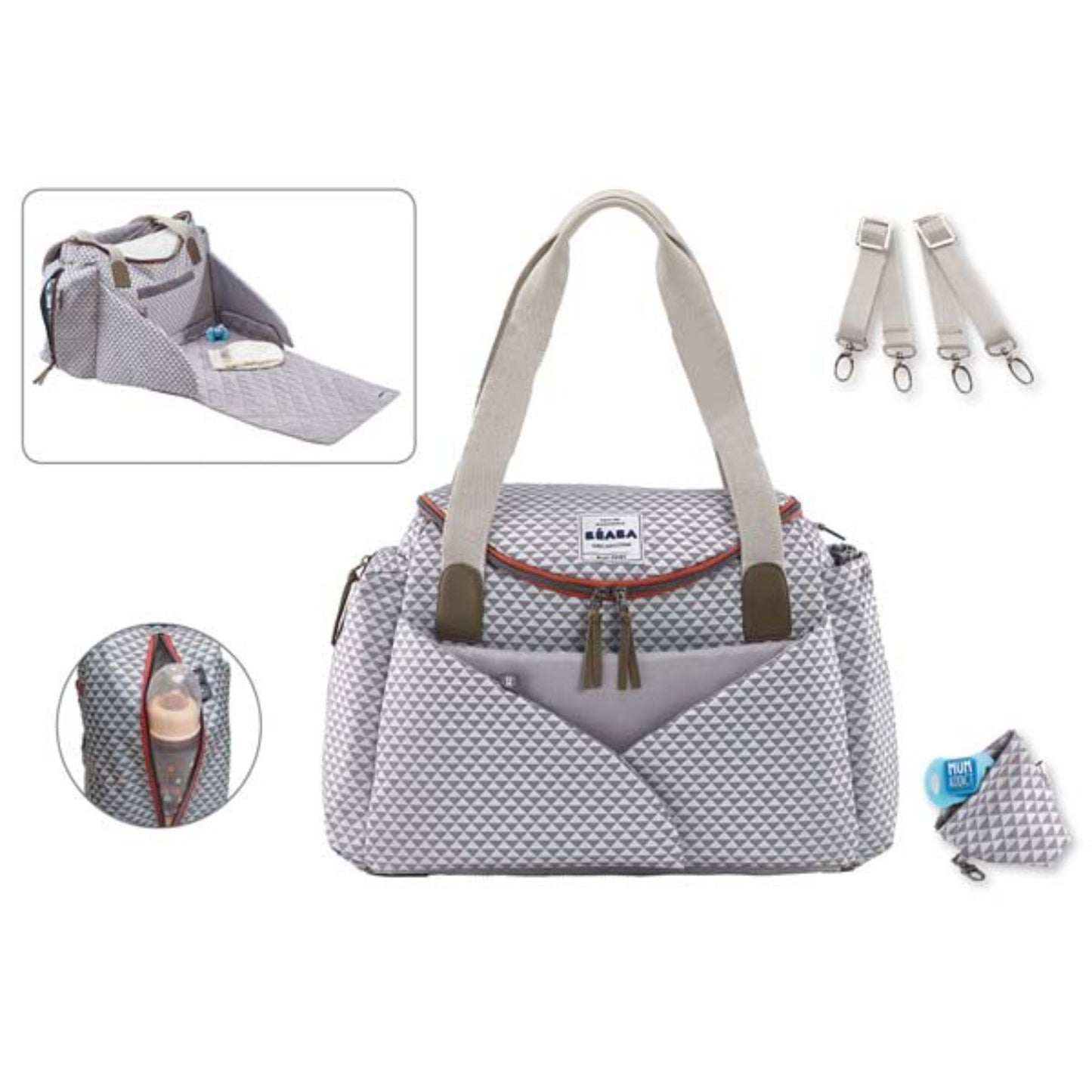 Sydney II Changing Bag "Play Print" Grey /Coral