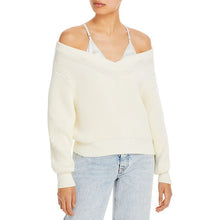 Load image into Gallery viewer, Bi-layer V-Neck Sweater with Satin Cami
