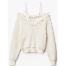 將圖片載入圖庫檢視器 Bi-layer V-Neck Sweater with Satin Cami
