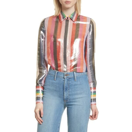 Rainbow Willa Metallic Striped Shirt