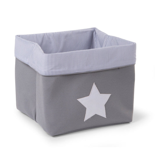 Foldable Canvas Storage Basket 32x32x29 cm - GREY STRIPES