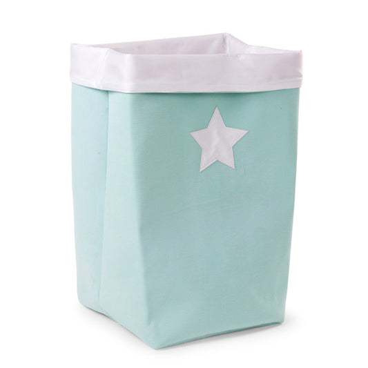 Foldable Canvas Storage Basket - MINT WHITE
