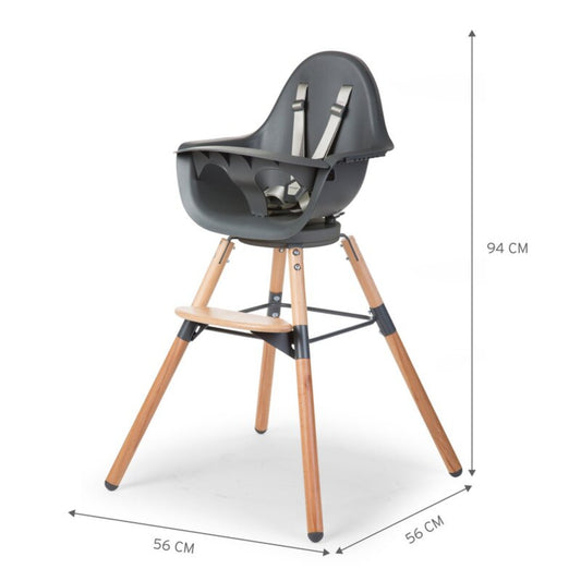 EVOLU ONE.80ø High Chair with Bumper - NATURAL ANTHRACITE