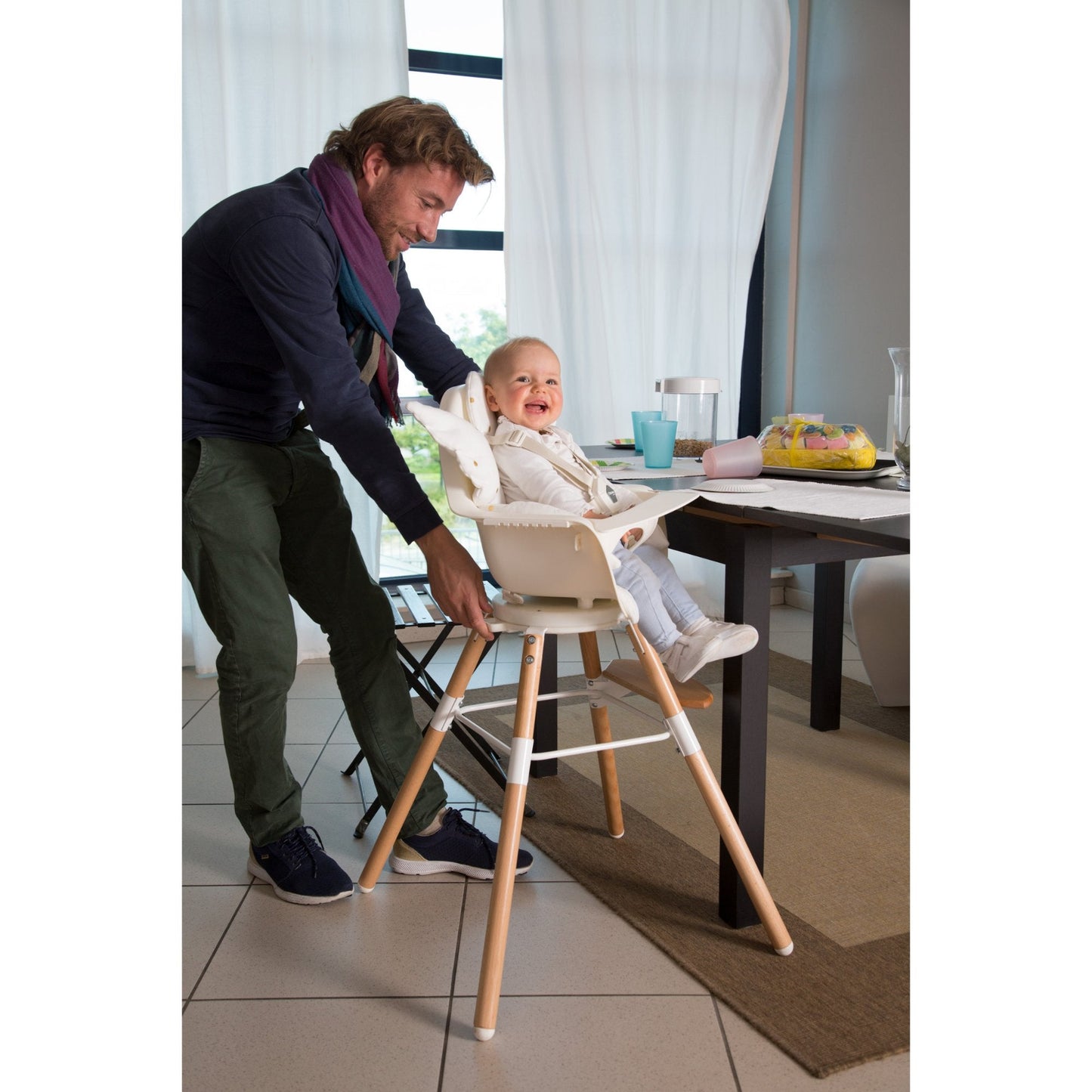 EVOLU ONE.80ø High Chair with Bumper - WHITE