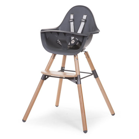 EVOLU 2 High Chair with Bumper (Child from 6 months to 6 years old) Belgian brand - NATURAL ANTHRACITE