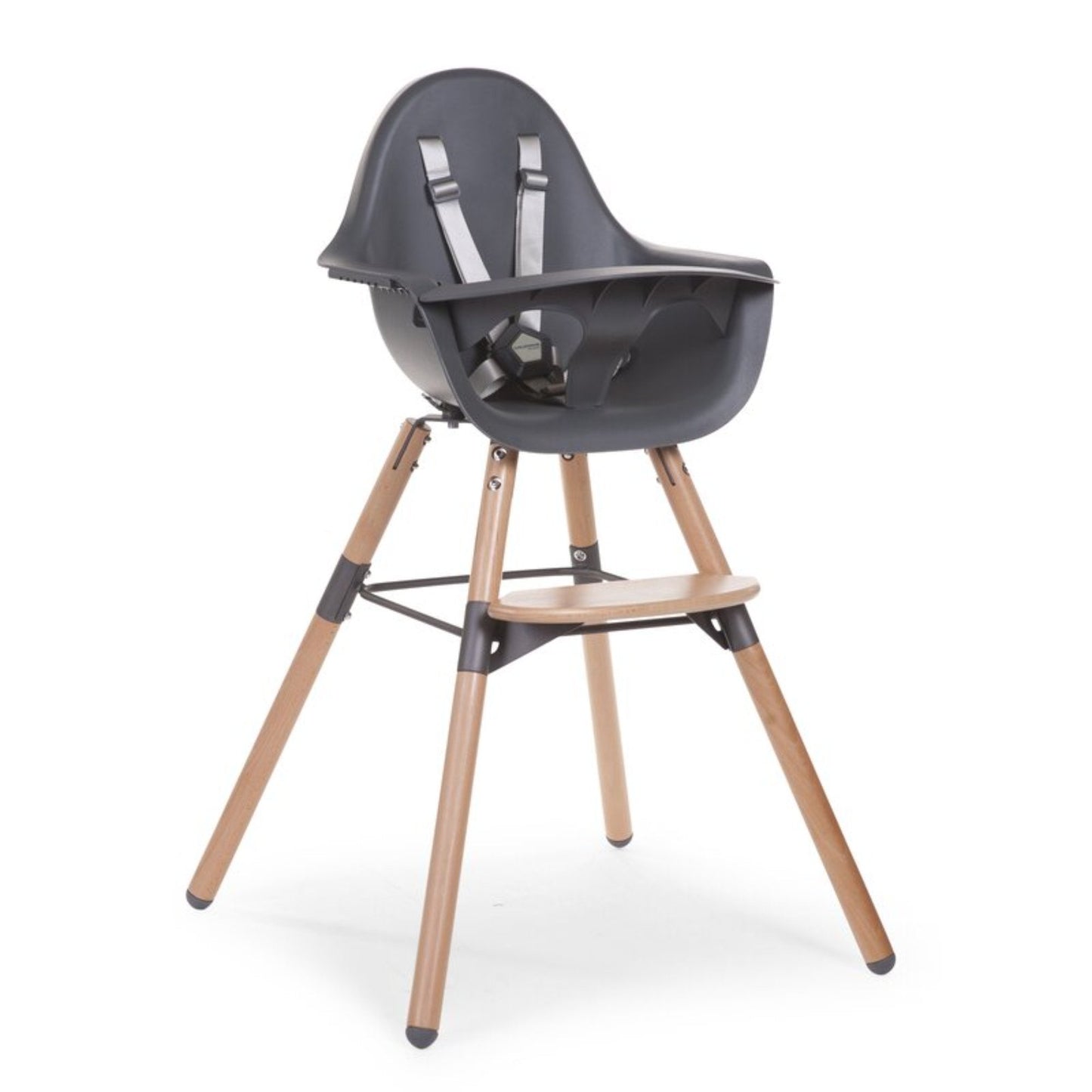 EVOLU 2 High Chair with Bumper (Child from 6 months to 6 years old) Belgian brand - NATURAL ANTHRACITE