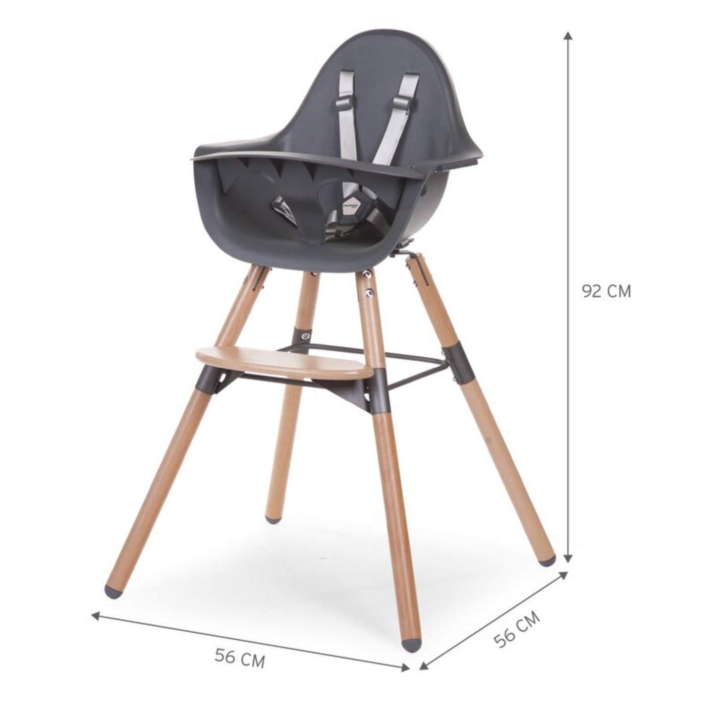 EVOLU 2 High Chair with Bumper (Child from 6 months to 6 years old) Belgian brand - NATURAL ANTHRACITE
