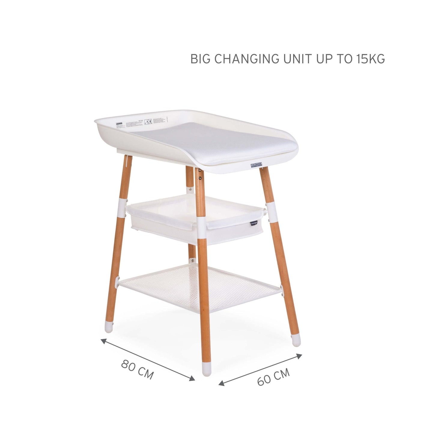 EVOLUX Adjustable Changing Table (4 different heights 85 - 89 - 91 and 95 cm) - White