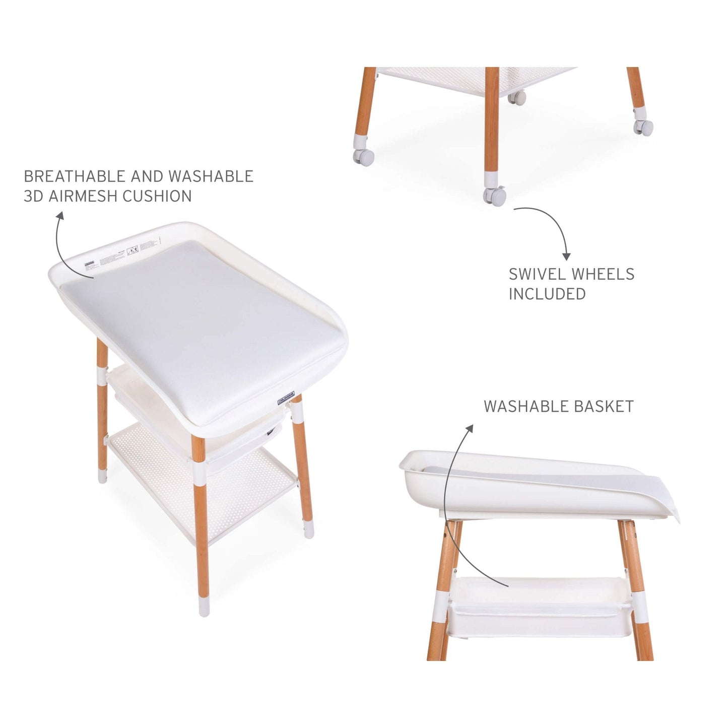 EVOLUX Adjustable Changing Table (4 different heights 85 - 89 - 91 and 95 cm) - White