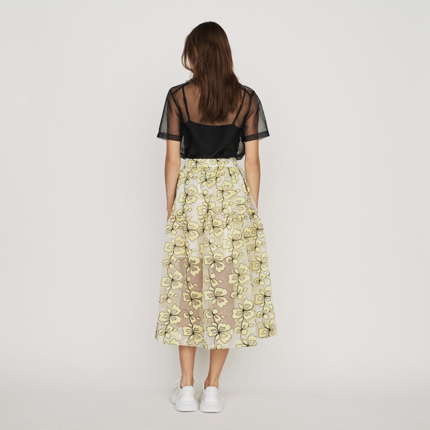 Organza Skirt With Flowers - Yellow