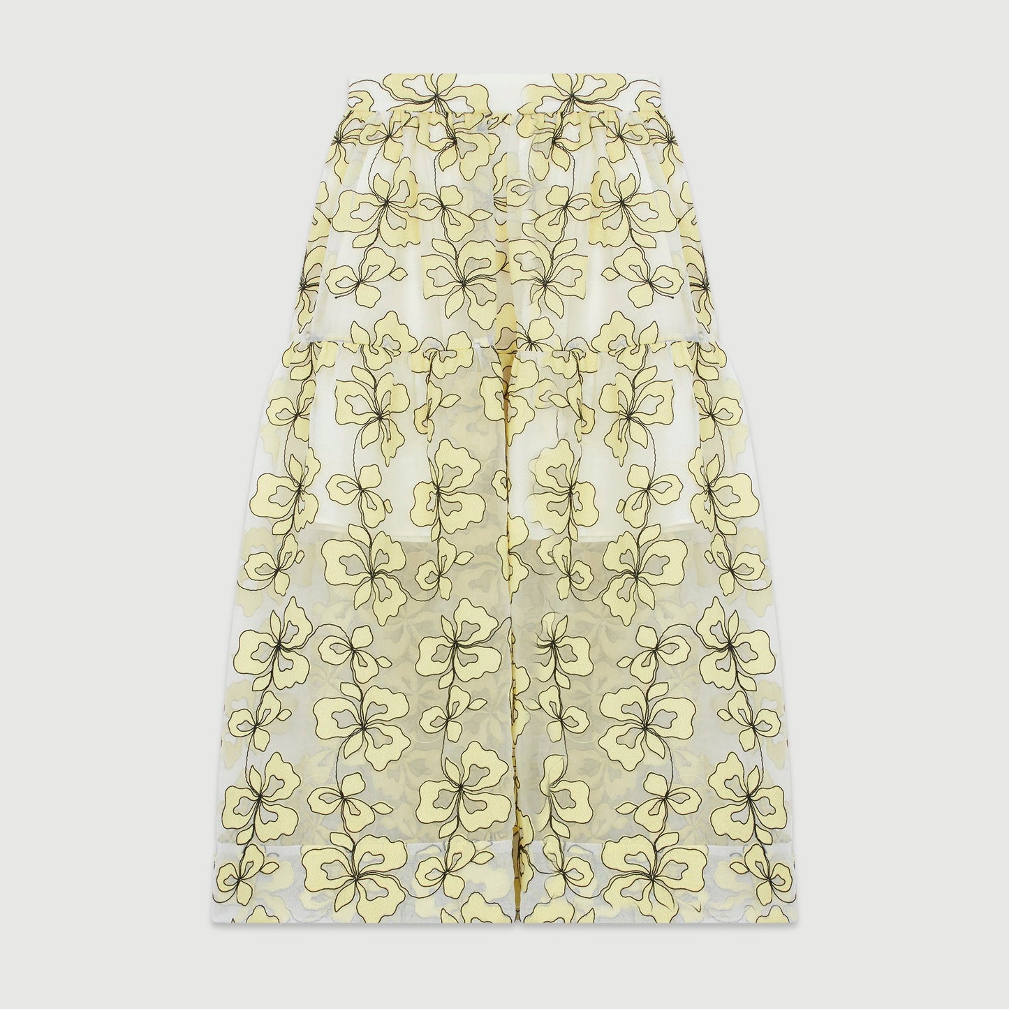 Organza Skirt With Flowers - Yellow
