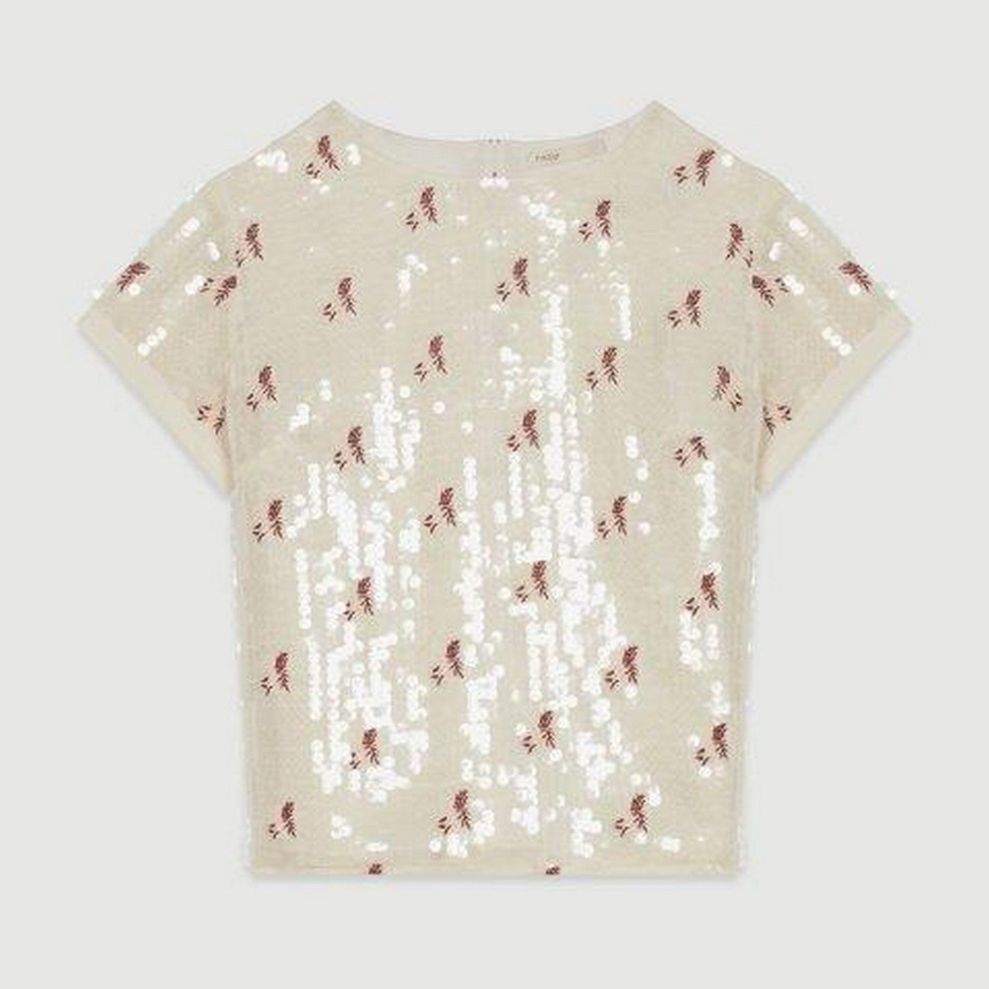 Sequins And Embroidery Top - Ecru