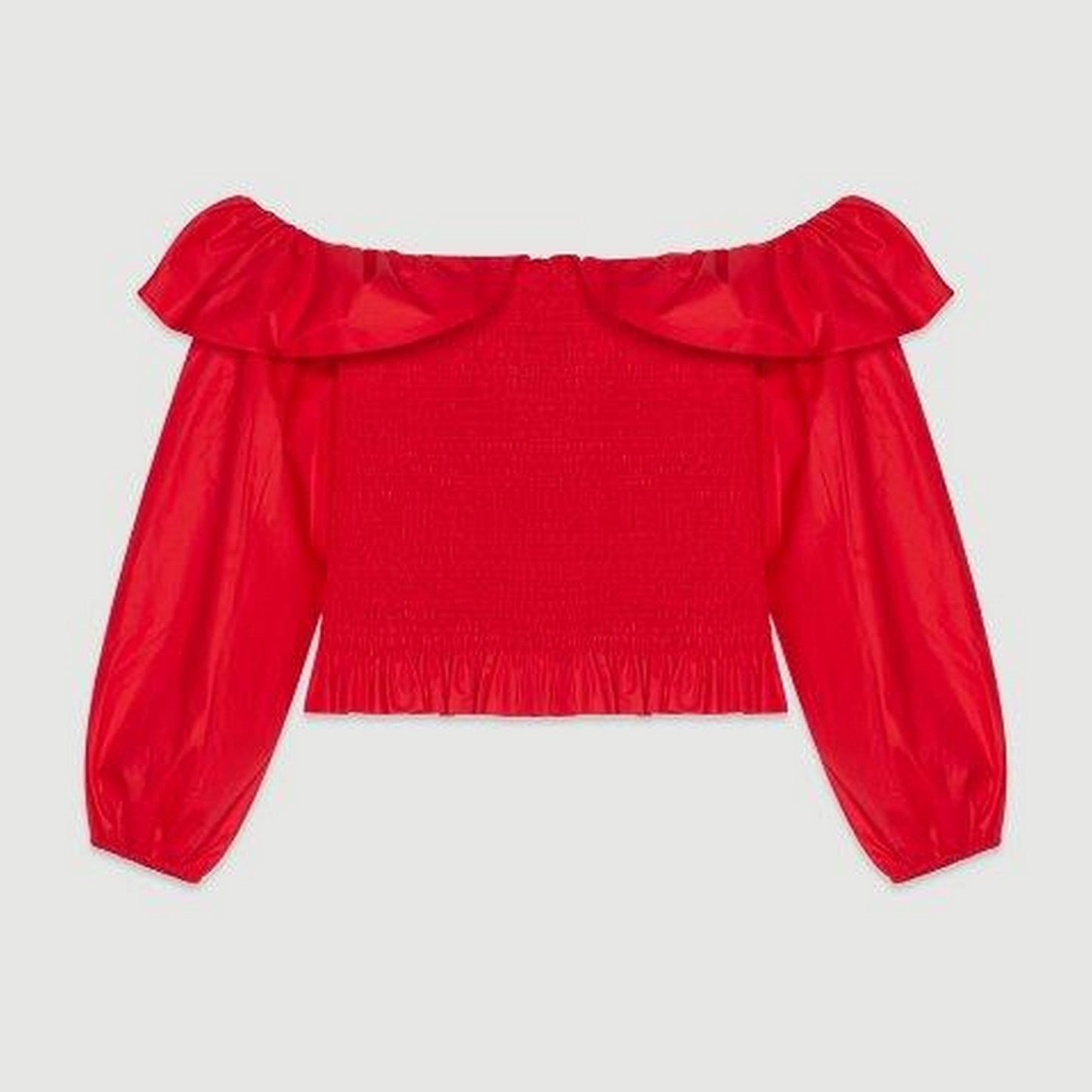 Smocked Top With Flounces - Red