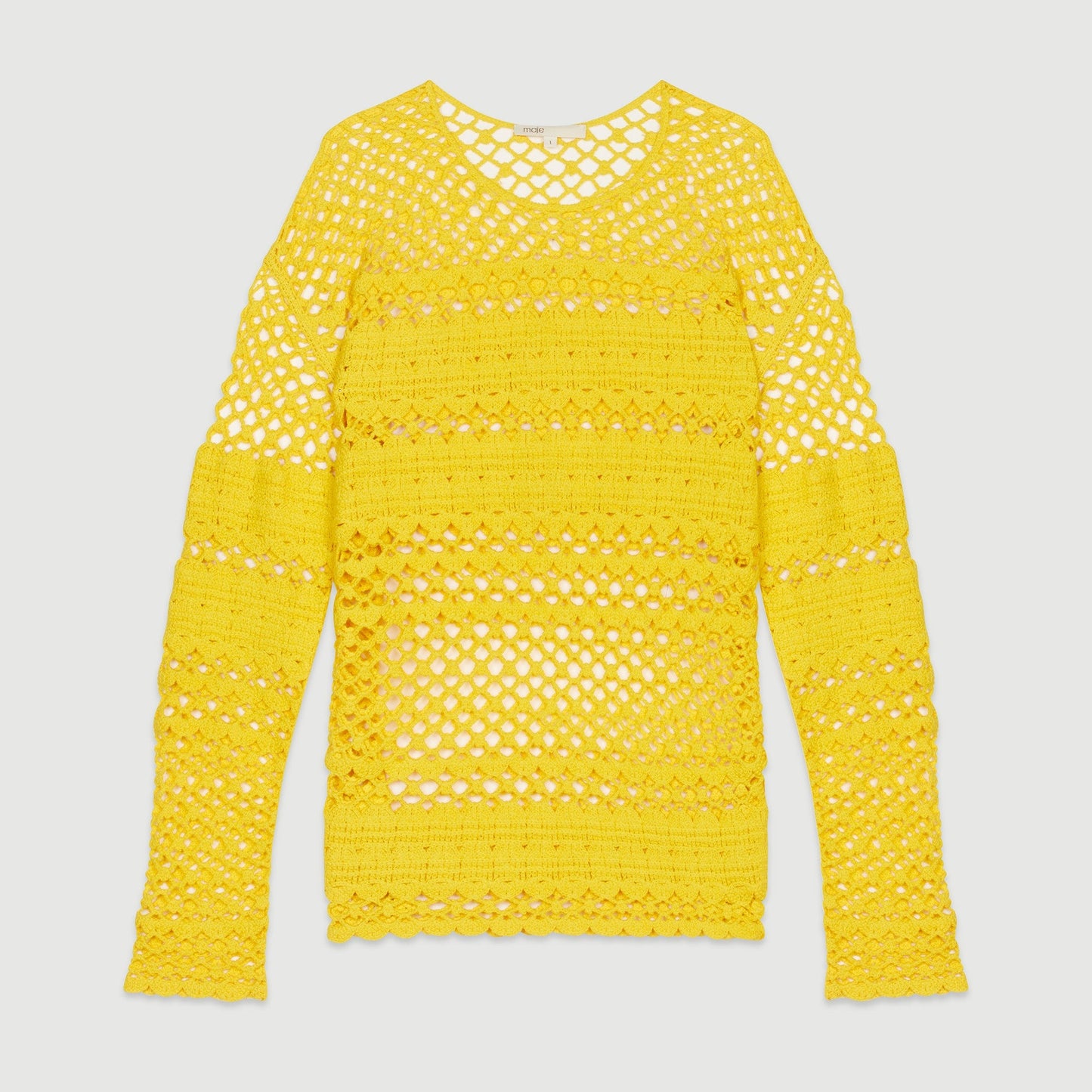 Long Sleeves Needlepoint Sweater - Yellow
