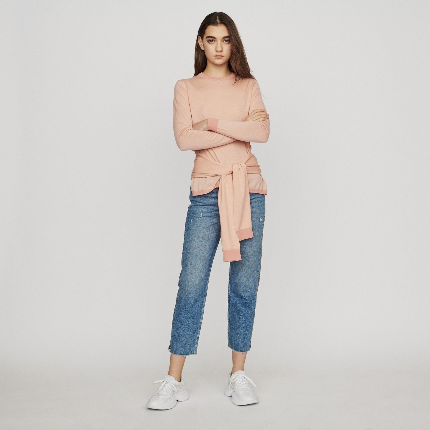 Wool Sweater With A Node - Coral