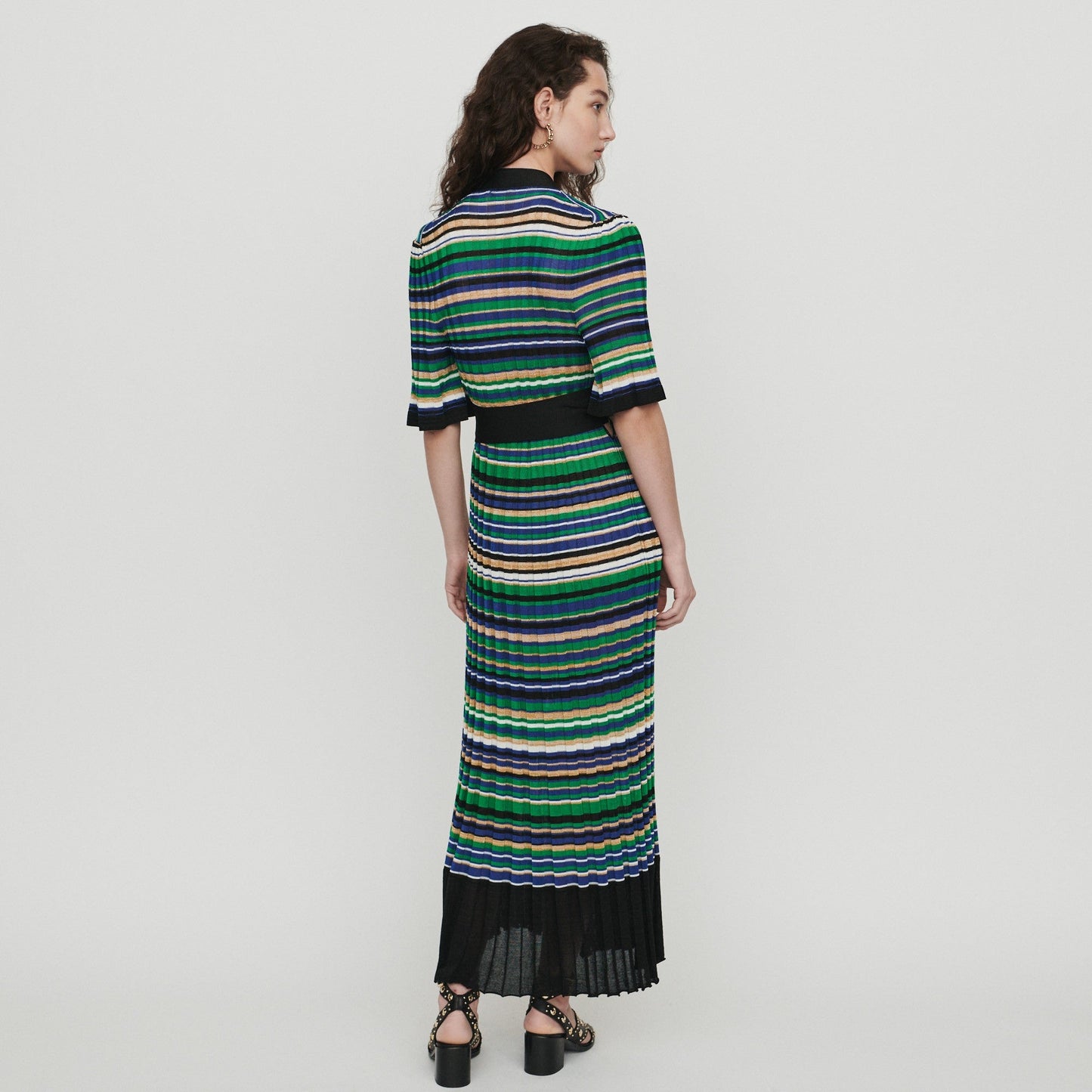 Long Knitted Stripped Dress - Multico
