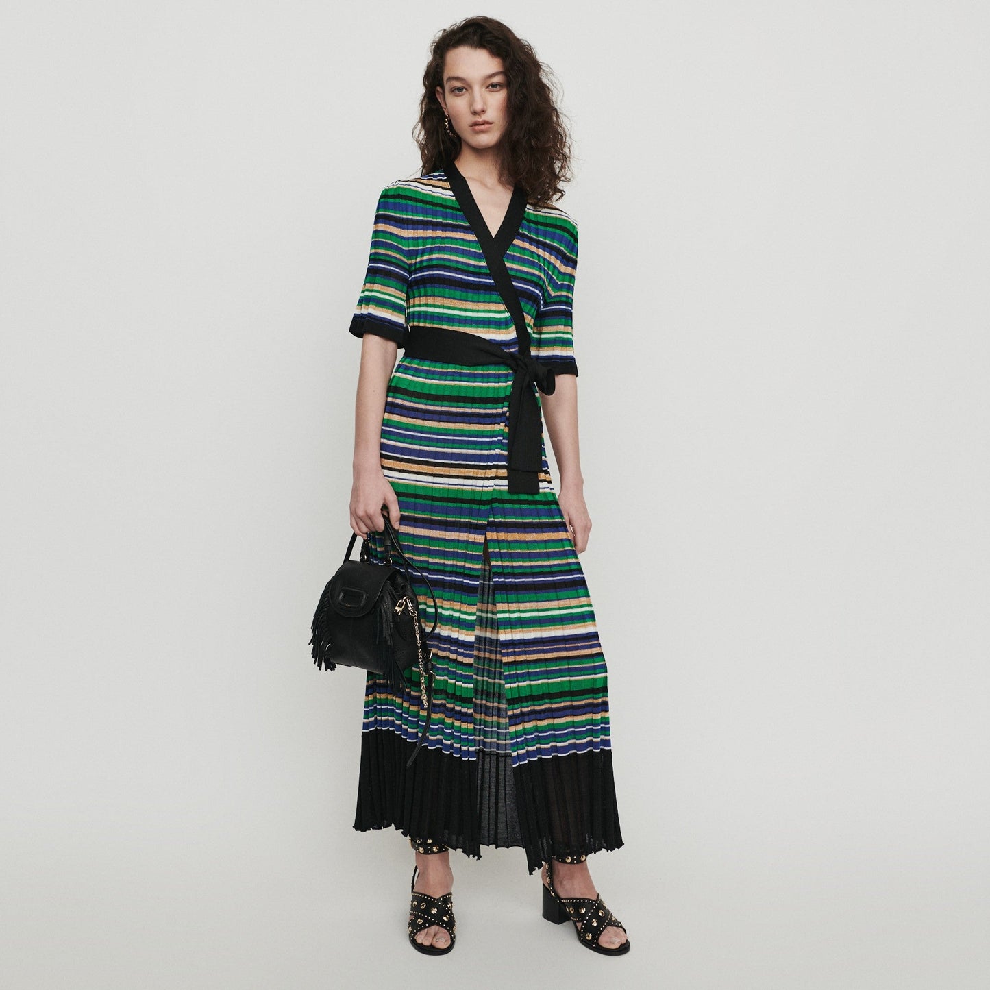 Long Knitted Stripped Dress - Multico