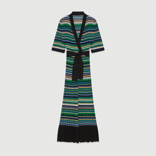 Long Knitted Stripped Dress - Multico