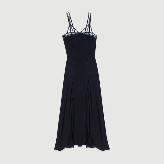 Sleeveless Dress With Strass - Navy