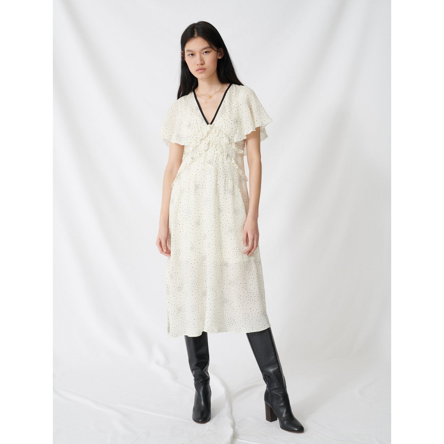 Racky Dress - Ecru / Black