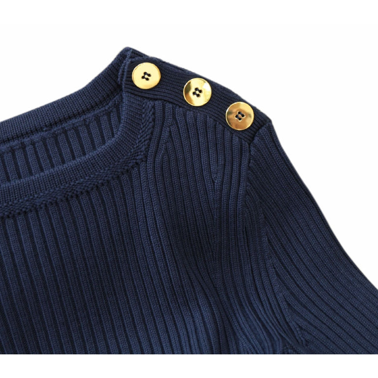 Button Shoulder Silk Knit Top