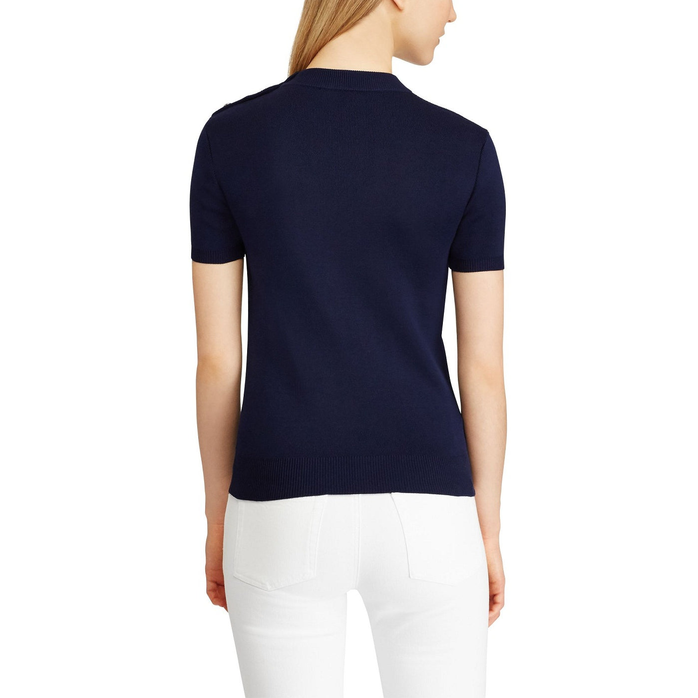 Button Shoulder Silk Knit Top