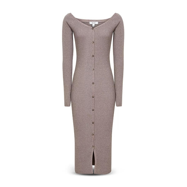 Camille Knitted Button Through Midi Dress